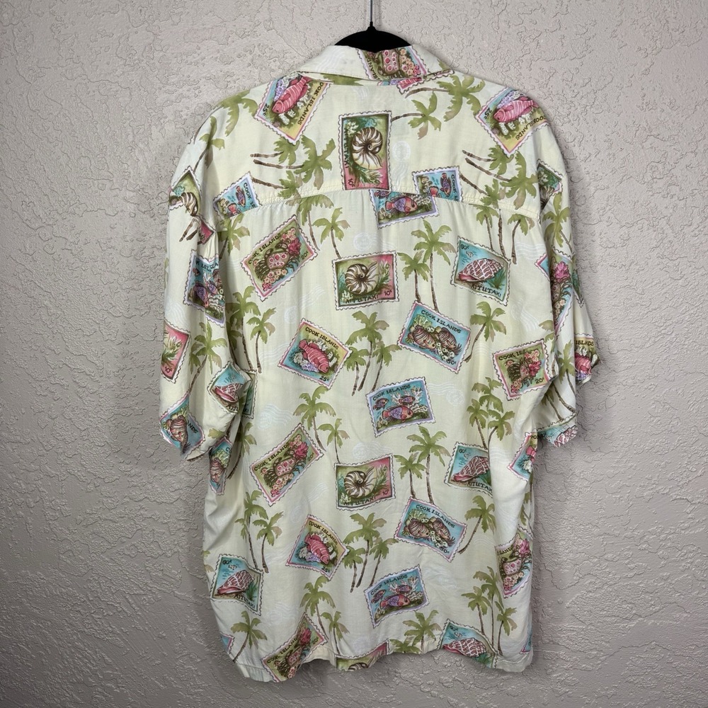 Kahala Shirt Mens XL Pale Yellow PalmTrees Hawaiian Aloha Popover Beach Vacation - Picture 2 of 9